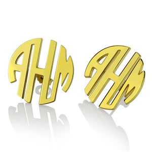 AILIN Customized Gold Color Monogram Earrings  Block Monogram Stud Earrings 3 Initial Earrings Name Earrings for Women
