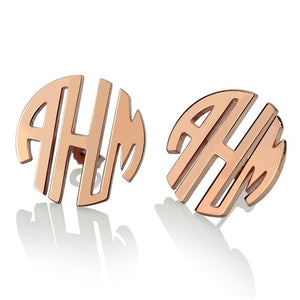 AILIN Customized Gold Color Monogram Earrings  Block Monogram Stud Earrings 3 Initial Earrings Name Earrings for Women