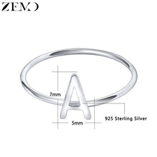 Load image into Gallery viewer, ZEMO Real 925 Sterling Silver Letter Rings A-Z Alphabet Rings Initial Name Charm Jewelry Custom Personalized Rings for Women