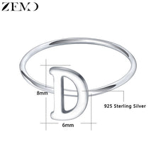 Load image into Gallery viewer, ZEMO Real 925 Sterling Silver Letter Rings A-Z Alphabet Rings Initial Name Charm Jewelry Custom Personalized Rings for Women