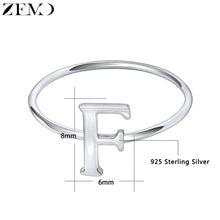 Load image into Gallery viewer, ZEMO Real 925 Sterling Silver Letter Rings A-Z Alphabet Rings Initial Name Charm Jewelry Custom Personalized Rings for Women