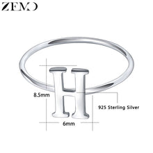 Load image into Gallery viewer, ZEMO Real 925 Sterling Silver Letter Rings A-Z Alphabet Rings Initial Name Charm Jewelry Custom Personalized Rings for Women