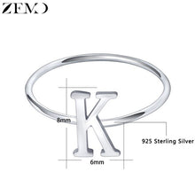 Load image into Gallery viewer, ZEMO Real 925 Sterling Silver Letter Rings A-Z Alphabet Rings Initial Name Charm Jewelry Custom Personalized Rings for Women