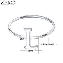 Load image into Gallery viewer, ZEMO Real 925 Sterling Silver Letter Rings A-Z Alphabet Rings Initial Name Charm Jewelry Custom Personalized Rings for Women