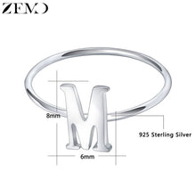 Load image into Gallery viewer, ZEMO Real 925 Sterling Silver Letter Rings A-Z Alphabet Rings Initial Name Charm Jewelry Custom Personalized Rings for Women