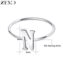Load image into Gallery viewer, ZEMO Real 925 Sterling Silver Letter Rings A-Z Alphabet Rings Initial Name Charm Jewelry Custom Personalized Rings for Women