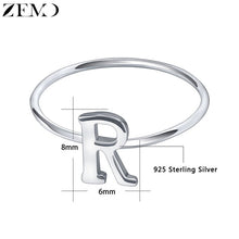 Load image into Gallery viewer, ZEMO Real 925 Sterling Silver Letter Rings A-Z Alphabet Rings Initial Name Charm Jewelry Custom Personalized Rings for Women