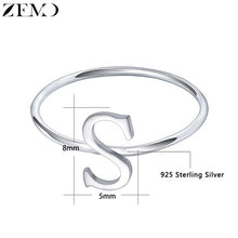 Load image into Gallery viewer, ZEMO Real 925 Sterling Silver Letter Rings A-Z Alphabet Rings Initial Name Charm Jewelry Custom Personalized Rings for Women