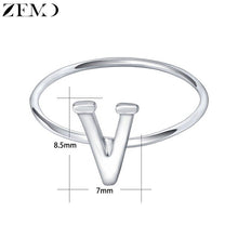 Load image into Gallery viewer, ZEMO Real 925 Sterling Silver Letter Rings A-Z Alphabet Rings Initial Name Charm Jewelry Custom Personalized Rings for Women