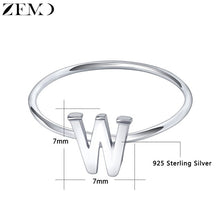 Load image into Gallery viewer, ZEMO Real 925 Sterling Silver Letter Rings A-Z Alphabet Rings Initial Name Charm Jewelry Custom Personalized Rings for Women