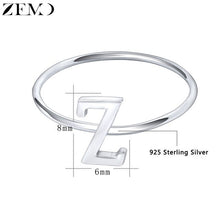 Load image into Gallery viewer, ZEMO Real 925 Sterling Silver Letter Rings A-Z Alphabet Rings Initial Name Charm Jewelry Custom Personalized Rings for Women