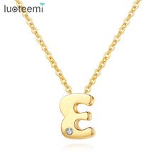 Load image into Gallery viewer, LUOTEEMI Classic Authentic Gold Tiny CZ 26 pcs Initials Letter Pendant Necklace for Women Charming Chain Necklace Jewlery
