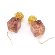 Load image into Gallery viewer, 2019 New Design Big Golden Color Wire Ball Pink Brown Acrylic Block Long Statement Woman Man Girl Drop Earring XEEWOOX Creative
