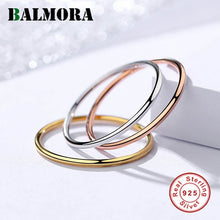 Load image into Gallery viewer, BALMORA 1 Piece Hot 100% Real 925 Sterling Silver Rings for Women Lady Candyfancy Band Knuckle Stacking Midi Ring Gift Jewelry