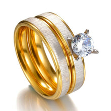 Load image into Gallery viewer, MeMolissa Romantic Double Rings Set Ring For Women Ladies Lover Party Wedding Fashion Rhinestone Rings Clear Crystal Rings