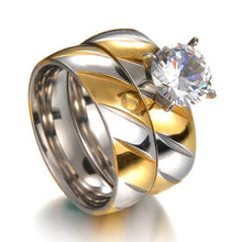 Load image into Gallery viewer, MeMolissa Romantic Double Rings Set Ring For Women Ladies Lover Party Wedding Fashion Rhinestone Rings Clear Crystal Rings