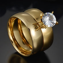 Load image into Gallery viewer, MeMolissa Romantic Double Rings Set Ring For Women Ladies Lover Party Wedding Fashion Rhinestone Rings Clear Crystal Rings