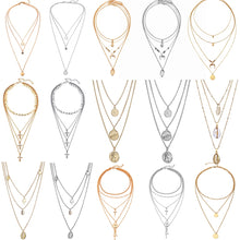 Load image into Gallery viewer, Women's Vintage Coin Shell Star Pendant Necklace 2019 Bohemian Multilayer Gold Silver Layered Moon Choker Necklace Party Gift
