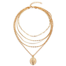 Load image into Gallery viewer, Women's Vintage Coin Shell Star Pendant Necklace 2019 Bohemian Multilayer Gold Silver Layered Moon Choker Necklace Party Gift