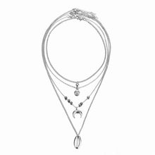Load image into Gallery viewer, Women's Vintage Coin Shell Star Pendant Necklace 2019 Bohemian Multilayer Gold Silver Layered Moon Choker Necklace Party Gift