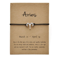 Load image into Gallery viewer, Black Colors Gold Card Fashion Jewelry 12 Constellations Zodiac Woven Bracelet Bangles For Women