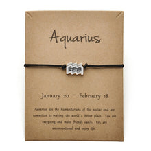 Load image into Gallery viewer, Black Colors Gold Card Fashion Jewelry 12 Constellations Zodiac Woven Bracelet Bangles For Women