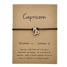 Load image into Gallery viewer, Black Colors Gold Card Fashion Jewelry 12 Constellations Zodiac Woven Bracelet Bangles For Women