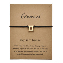 Load image into Gallery viewer, Black Colors Gold Card Fashion Jewelry 12 Constellations Zodiac Woven Bracelet Bangles For Women