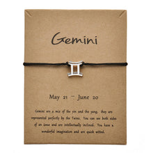 Load image into Gallery viewer, Black Colors Gold Card Fashion Jewelry 12 Constellations Zodiac Woven Bracelet Bangles For Women