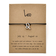 Load image into Gallery viewer, Black Colors Gold Card Fashion Jewelry 12 Constellations Zodiac Woven Bracelet Bangles For Women