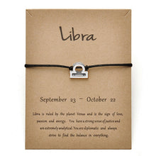 Load image into Gallery viewer, Black Colors Gold Card Fashion Jewelry 12 Constellations Zodiac Woven Bracelet Bangles For Women