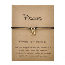 Load image into Gallery viewer, Black Colors Gold Card Fashion Jewelry 12 Constellations Zodiac Woven Bracelet Bangles For Women