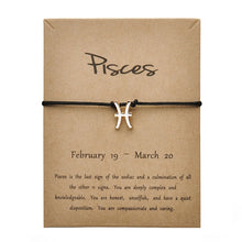 Load image into Gallery viewer, Black Colors Gold Card Fashion Jewelry 12 Constellations Zodiac Woven Bracelet Bangles For Women