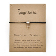 Load image into Gallery viewer, Black Colors Gold Card Fashion Jewelry 12 Constellations Zodiac Woven Bracelet Bangles For Women