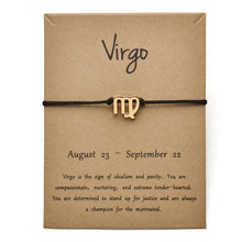 Load image into Gallery viewer, Black Colors Gold Card Fashion Jewelry 12 Constellations Zodiac Woven Bracelet Bangles For Women